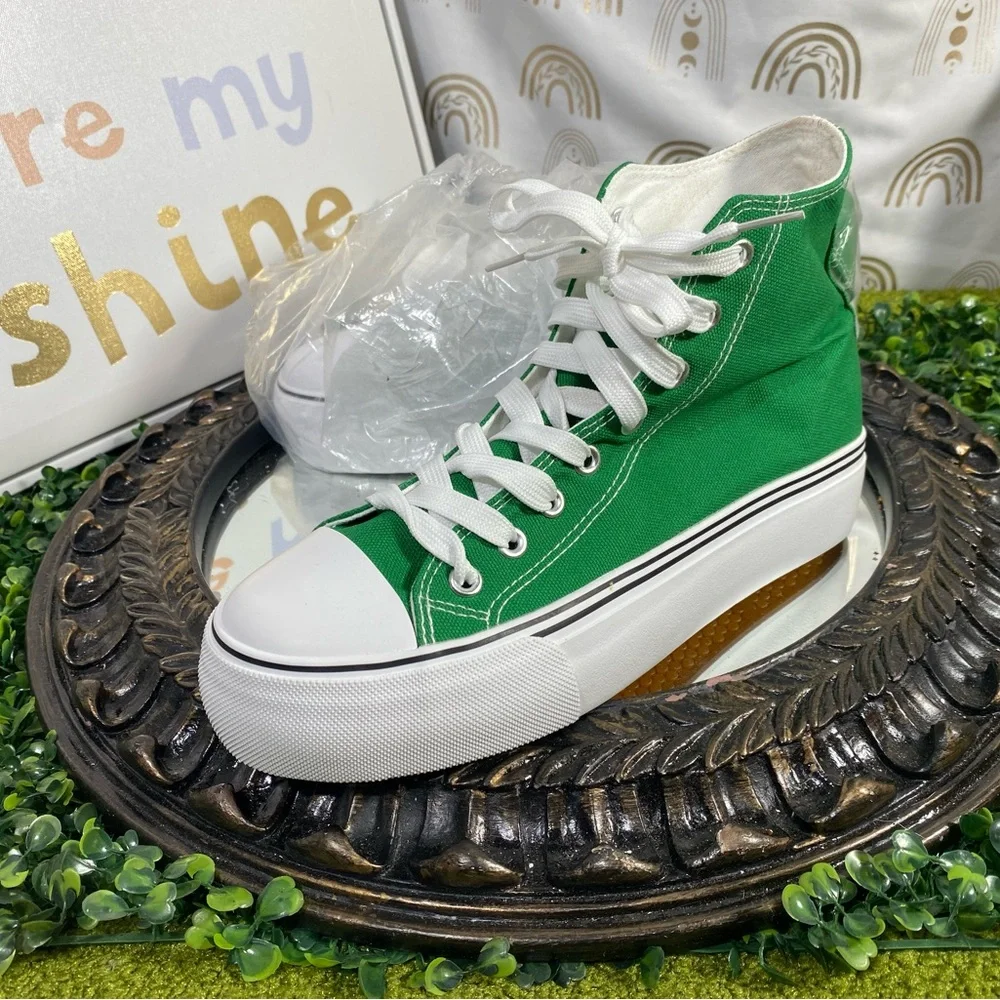 Green High-Top Platform Sneakers